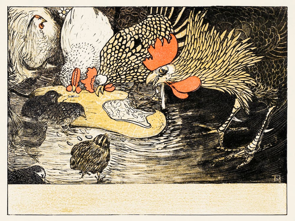 Roosters And Chicks (1898) By Theo Van Hoytema