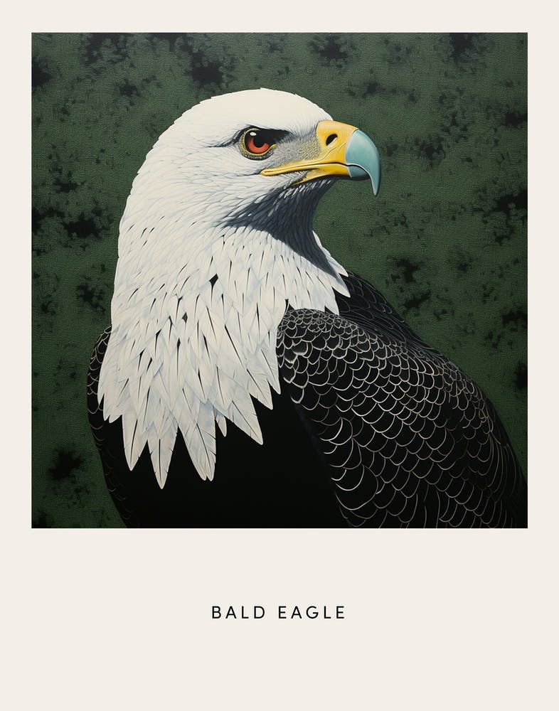 Ohara Koson Inspired Bird Painting Bald Eagle 3 Poster