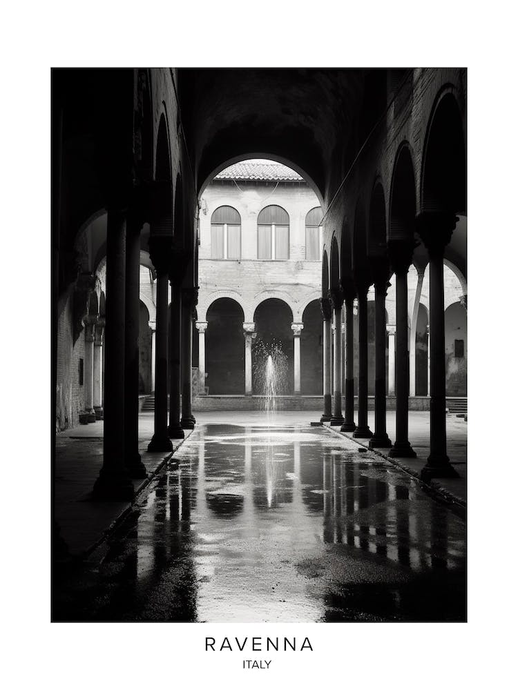 Poster Of Ravenna, Italy, Black And White Analogue Photography 2
