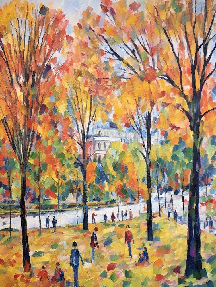 Autumn City Park Painting Battersea Park London 2