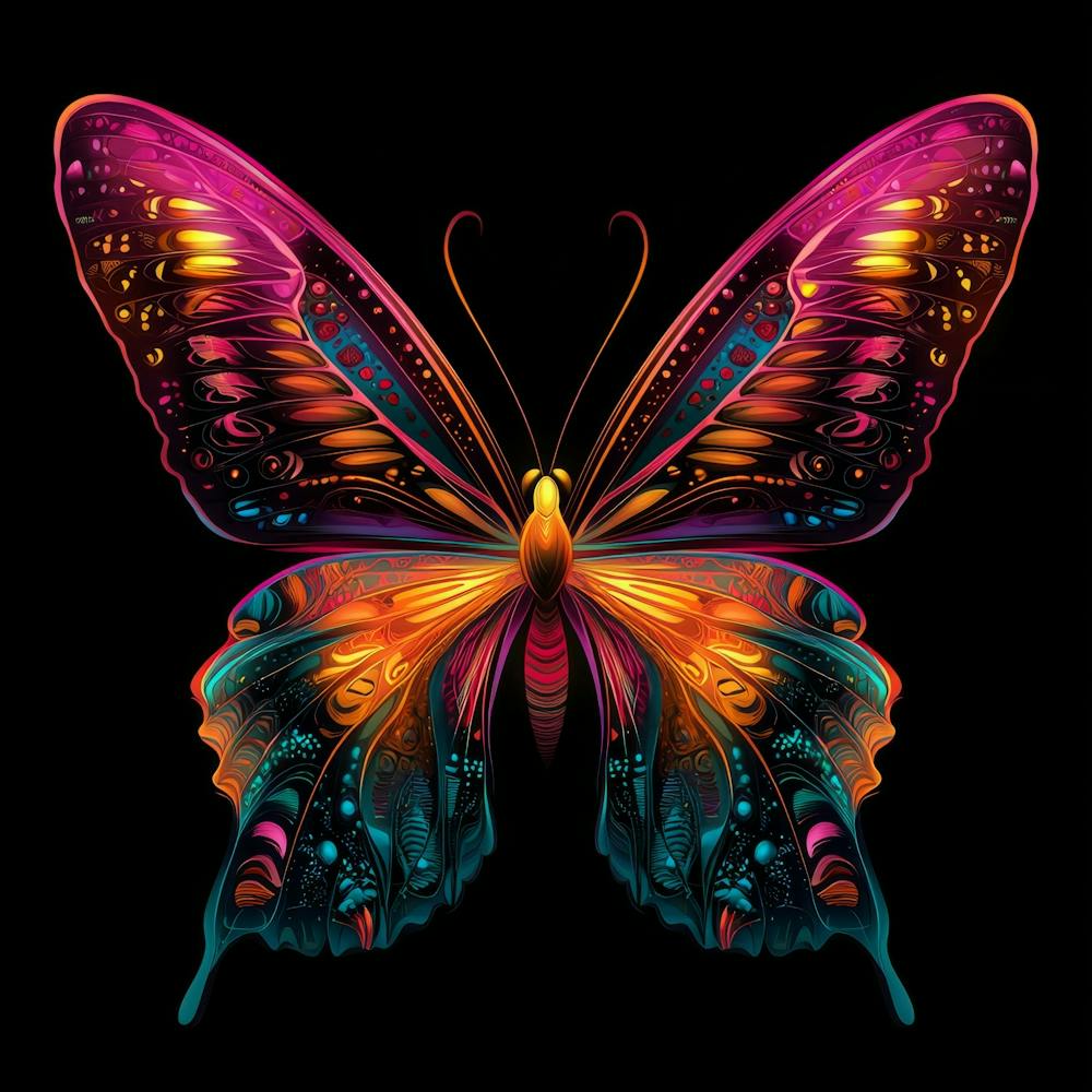 Radiant Butterfly With Intricate Wing Patterns.Generated AI. Wall