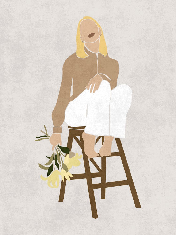 Blonde Woman | Faceless Portrait Boho Mid Century Modern