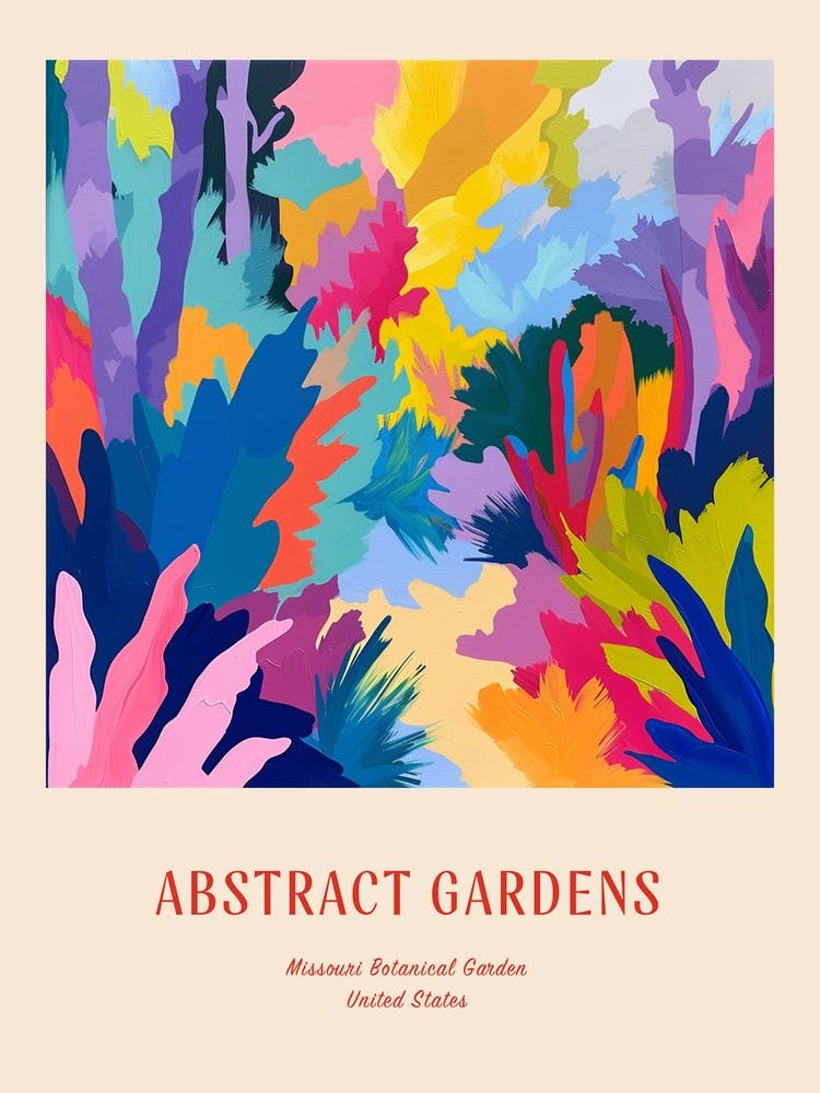 Colourful Gardens Missouri Botanical Garden Usa 4 Red Poster