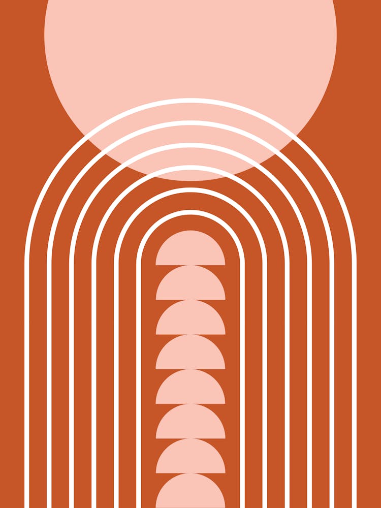 Modern Mid Century Gateway Sun Rainbow 8 In Rust Pink 01