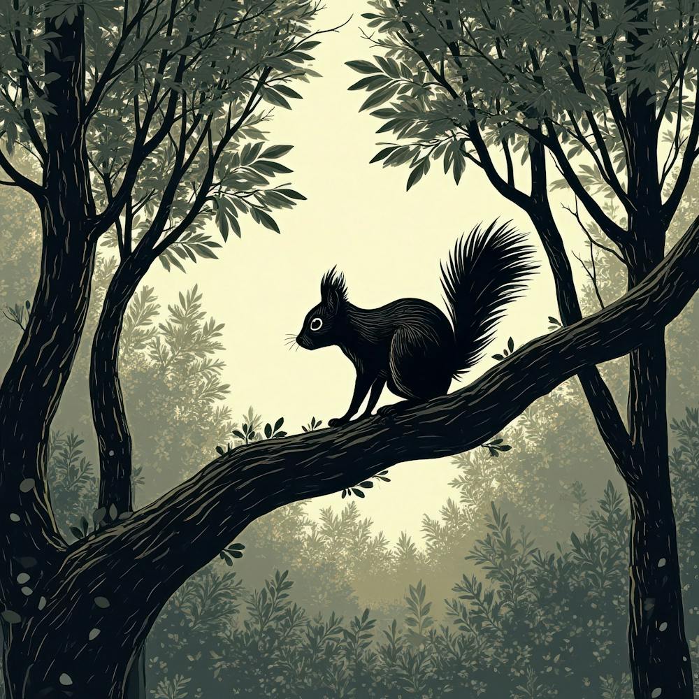 Squirrel In The Forest