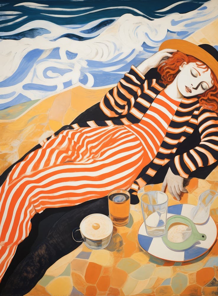 Woman Laying On The Beach