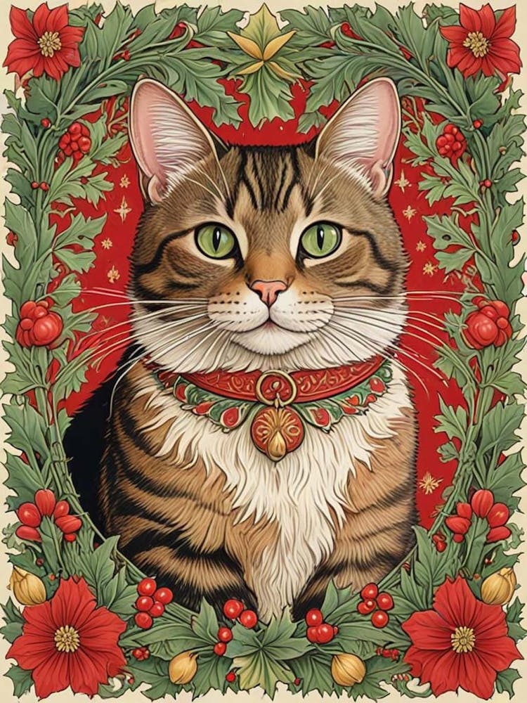 William Morris Stil Weihnachtskatze (3)