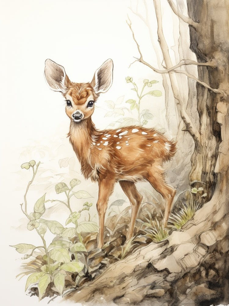 Storybook Animal Watercolour Deer 1
