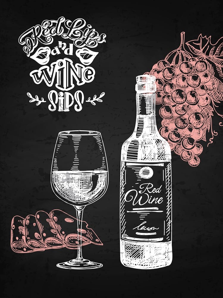 Kreidetafel — Weinposter, Küchenposter, Weindruck