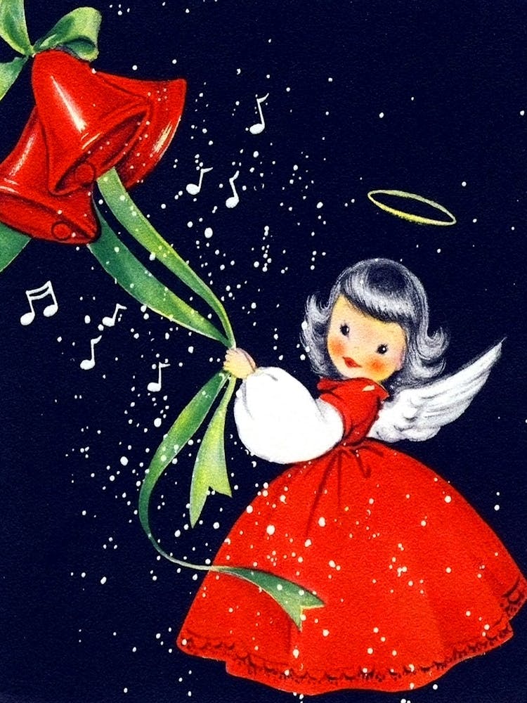 Little Angel Girl With Christmas Bells