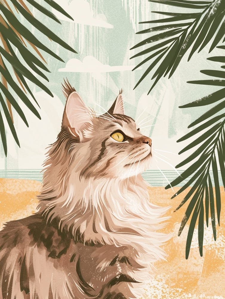 Maine Coon Storybook Illustration 1