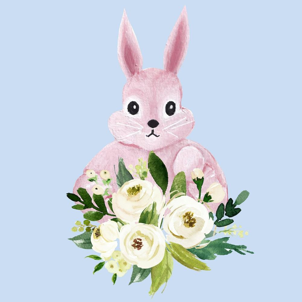 Bunny And Flower Wreath Square