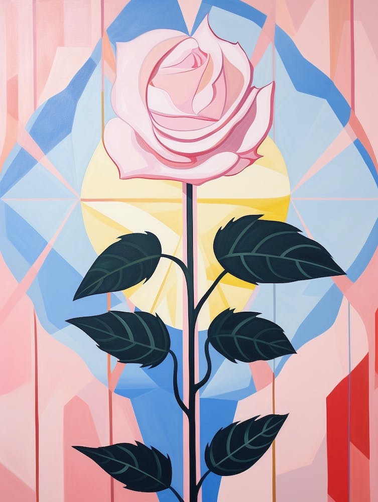 Rose 7 Hilma Af Klint Inspired Pastel Flower Painting