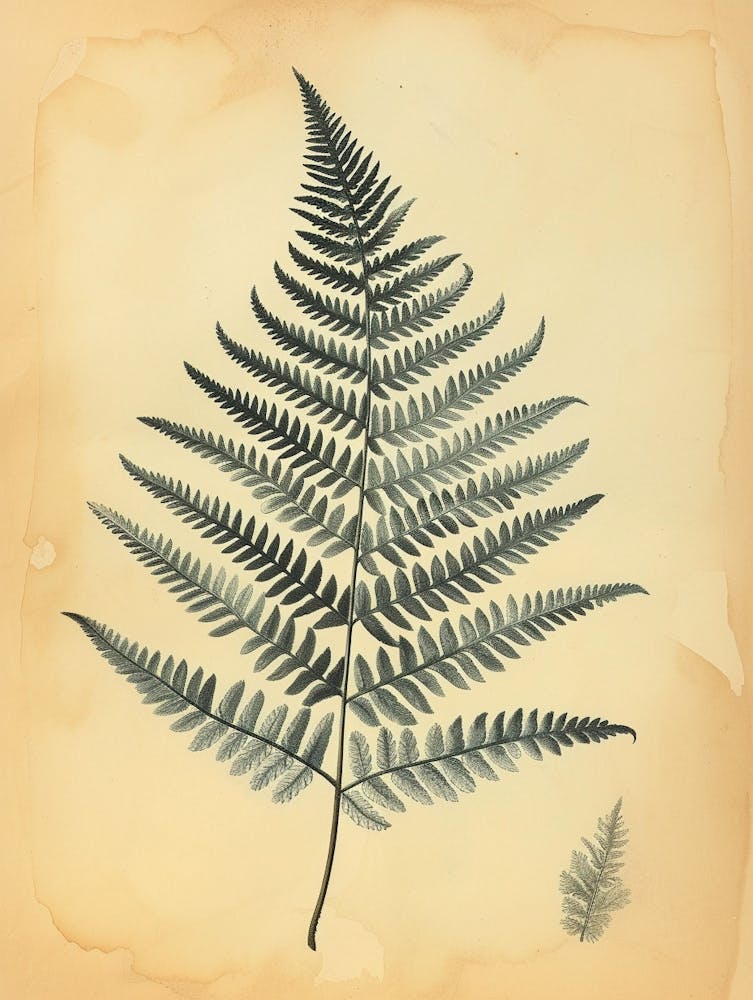 Vintage Illustration Silver Lace Fern 1