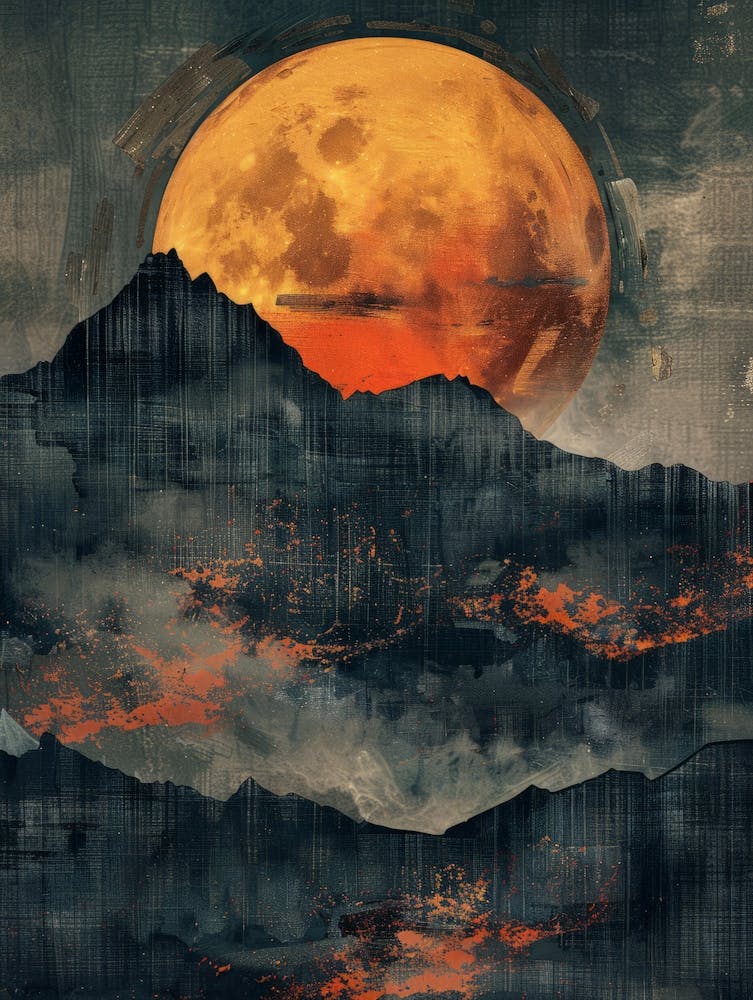 Full Moon Over Mountains