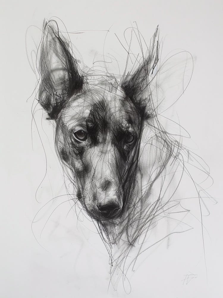 Belgian Malinois Dog Charcoal Line 3