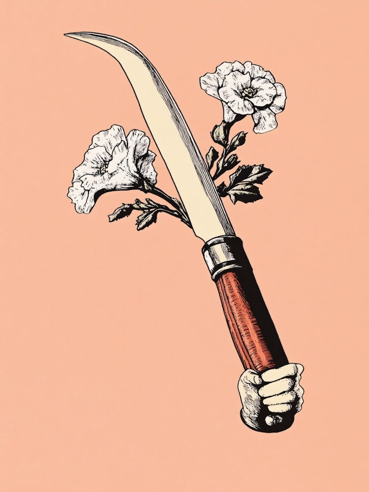Knife With Flowers