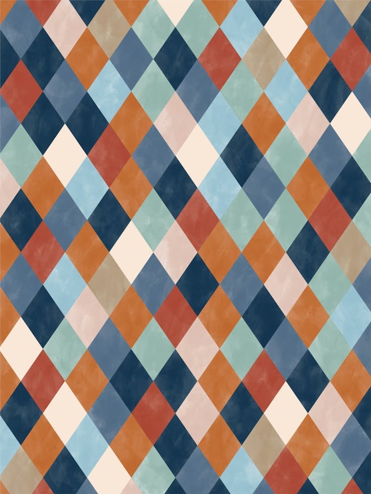 Checkerboard in Terracotta and Blue