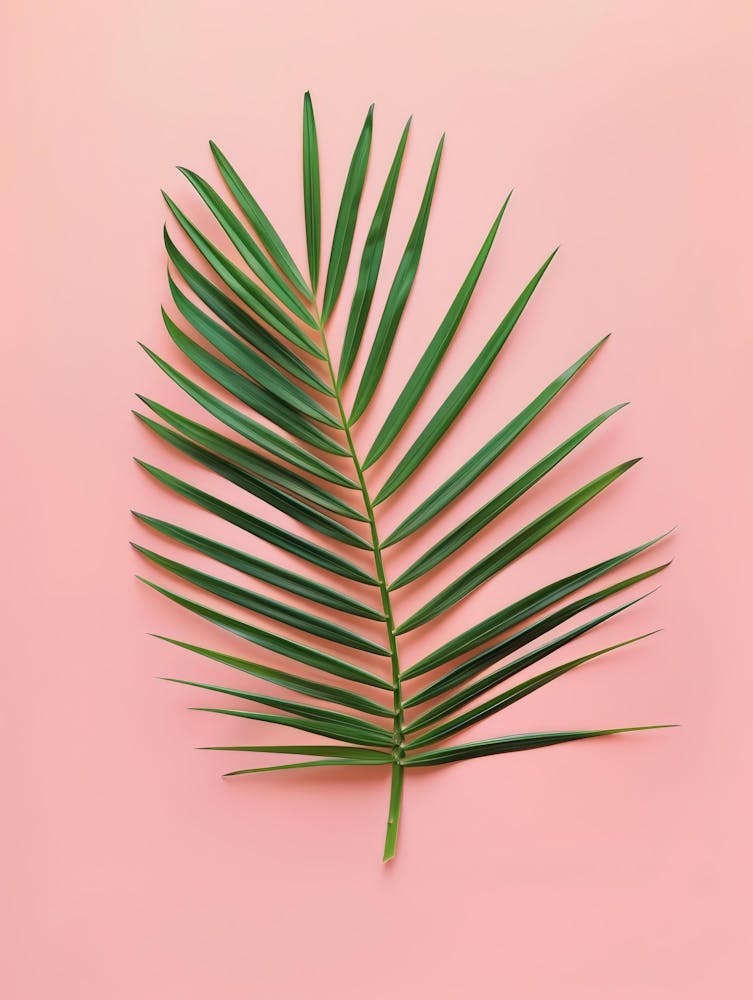 Palm Leaf On Pink Background 7