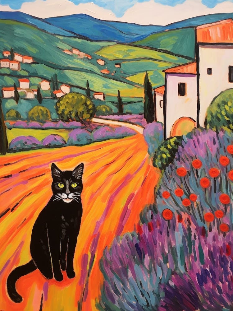 Painting Of A Cat In Val D Orcia Italy 2