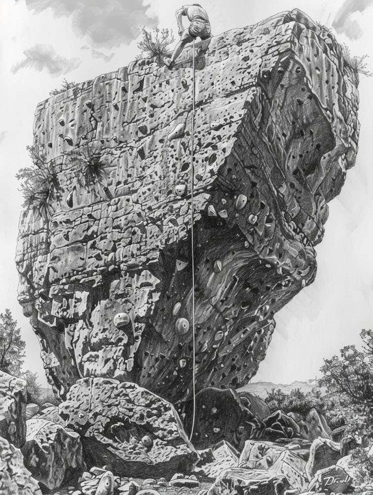 Bouldering Project Austin Texas Black And White Drawing 1