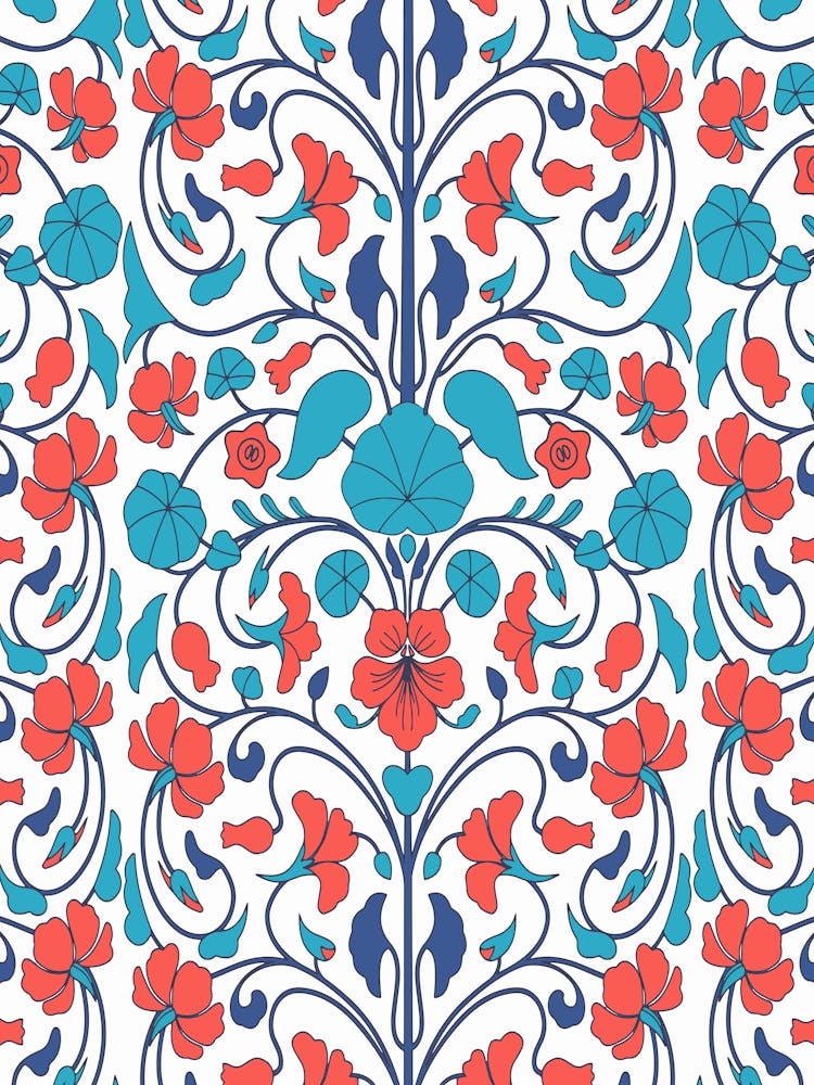 Turkish Floral Pattern - Iznik Turkish pattern, floral decor 1