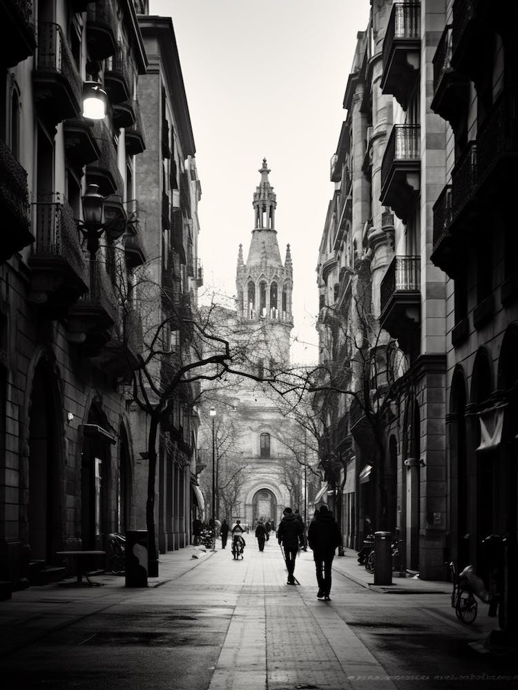 Barcelona, Black And White Analogue Photograph 2