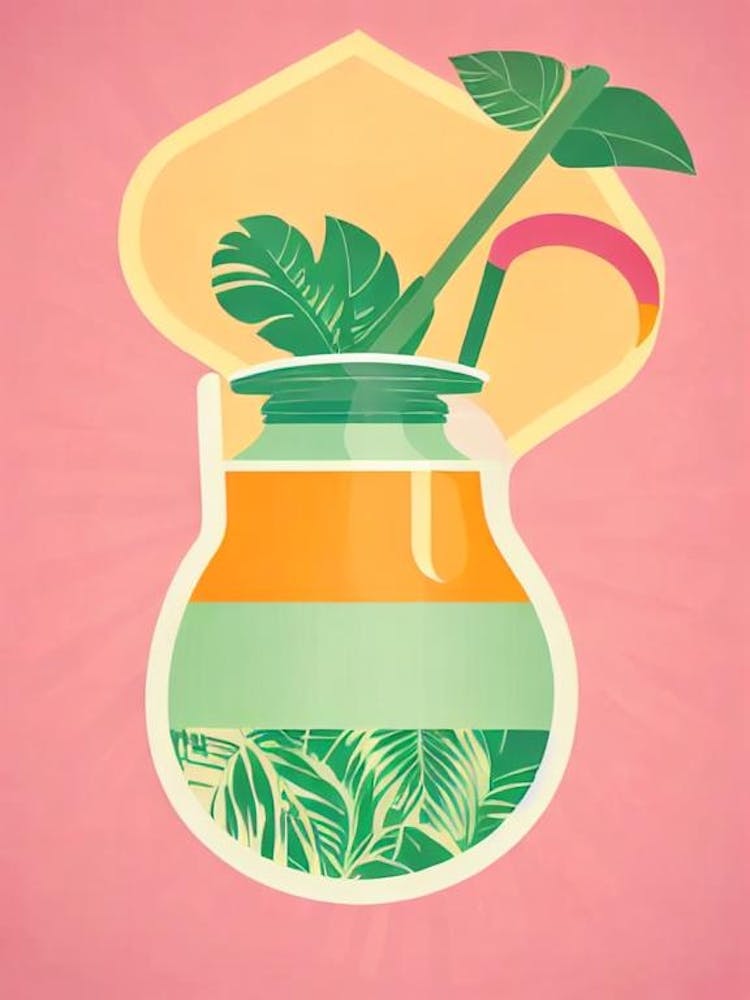 Capirinha Retro Pink Cocktail Poster