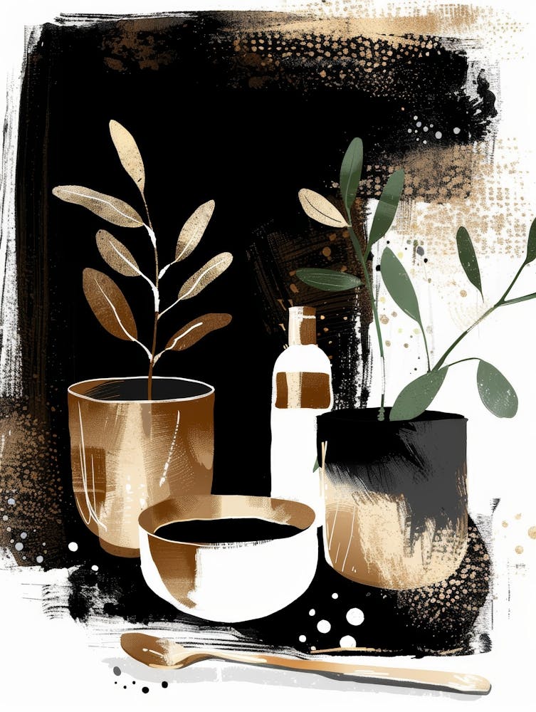 Gold And Black Abstract Painting 119