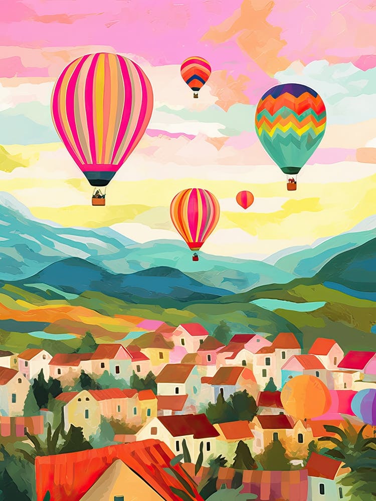 Capodoccia Turkey Hot Air Ballons Travel Painting Housewarming