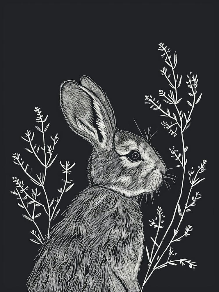 Chinchilla Rabbit Minimalist Illustration 4
