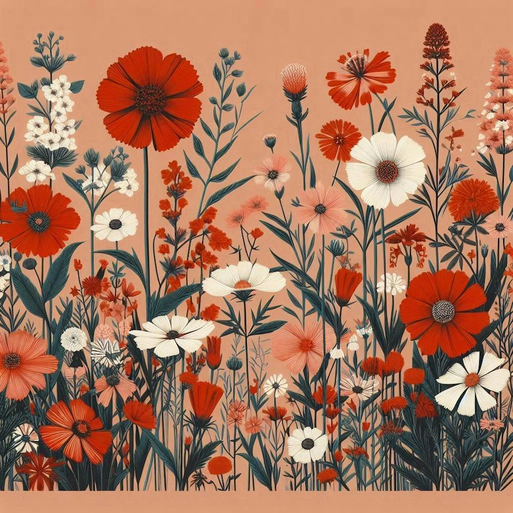 GARDEN MEADOW Floral Botanical Flowers Wildflowers 5