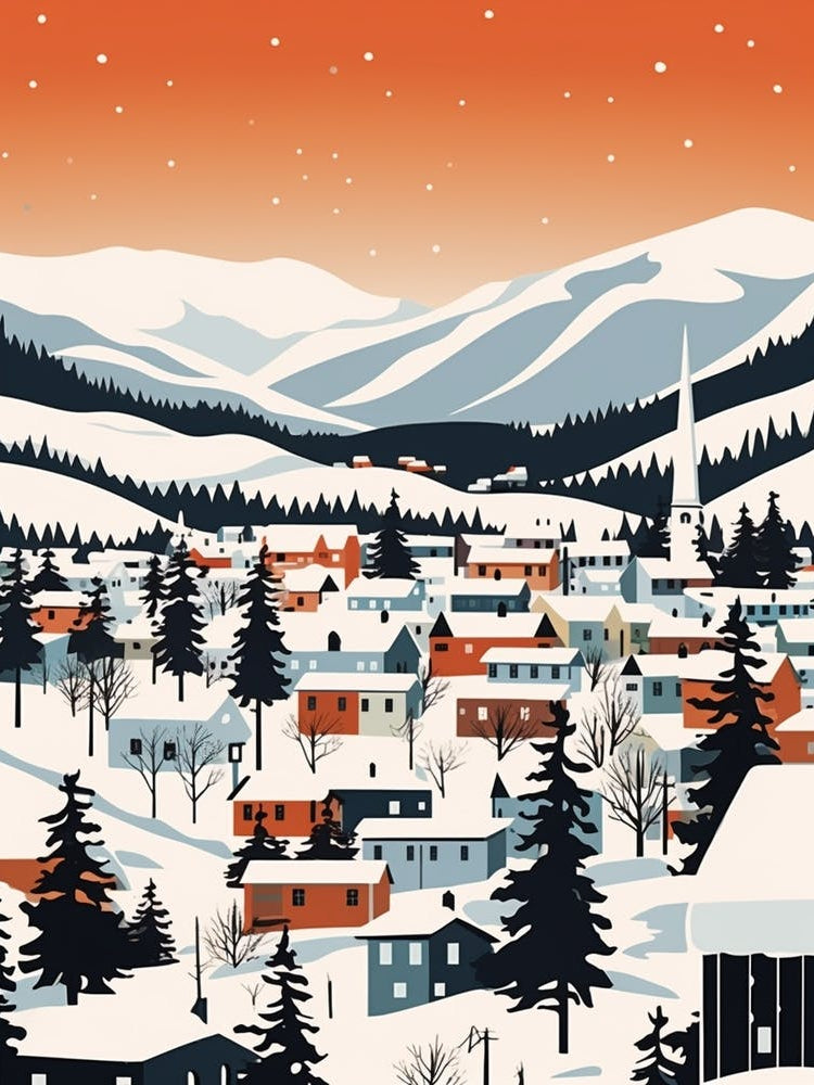 Retro Winter Illustration Troms Norway