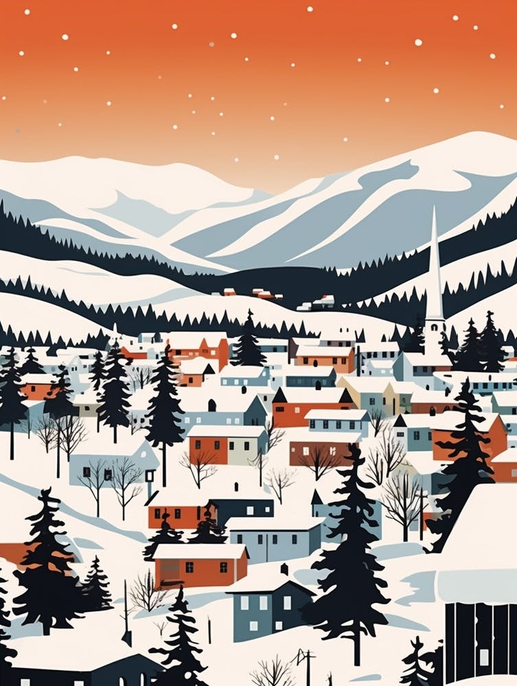 Retro Winter Illustration Troms Norway