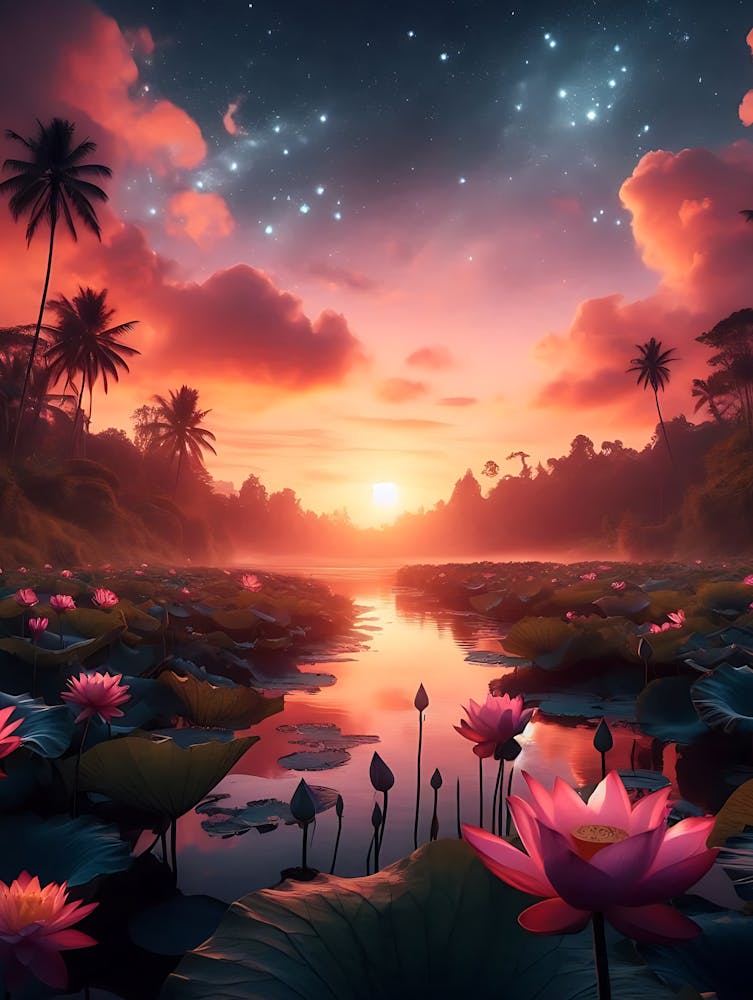 Magnifique Paysage de Lac de Lotus 14