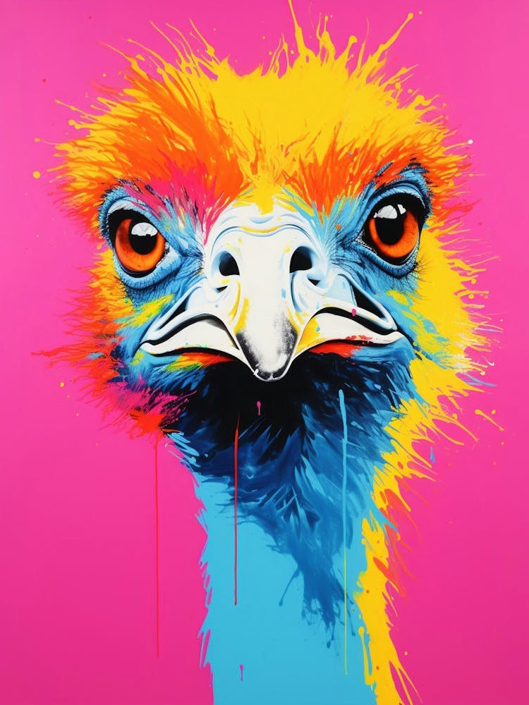 Andy Warhol Style Bird Ostrich