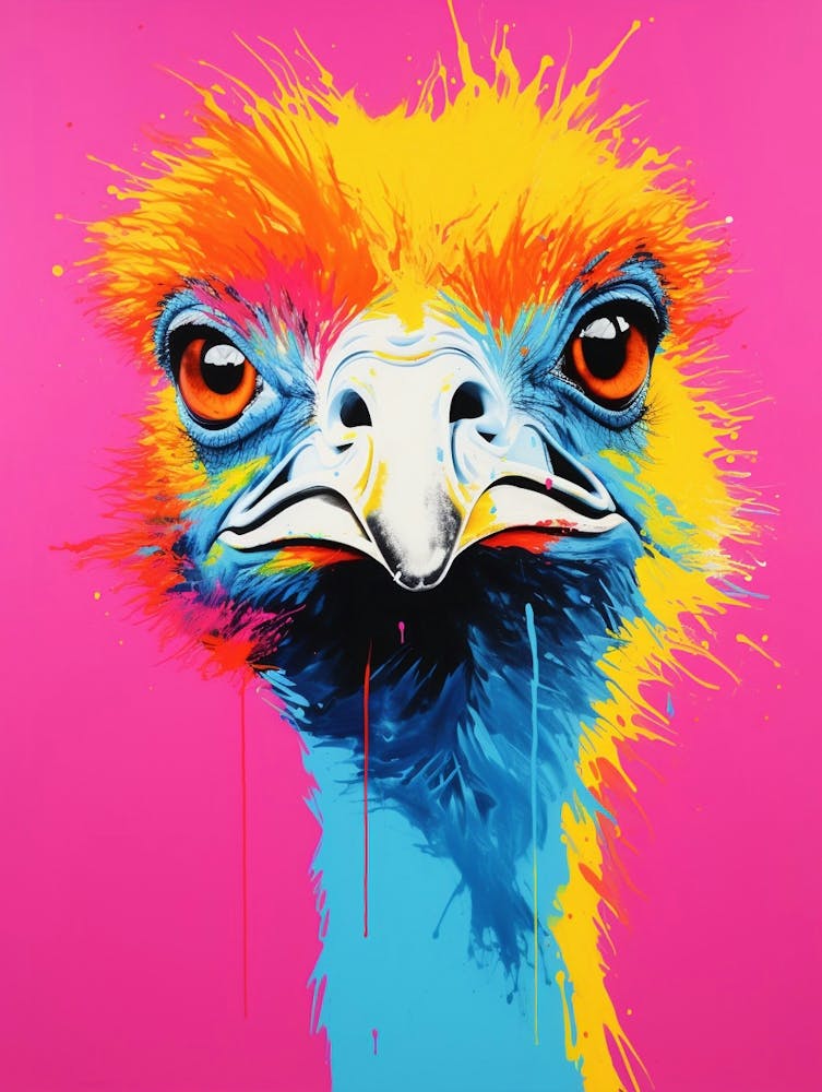 Andy Warhol Style Bird Ostrich