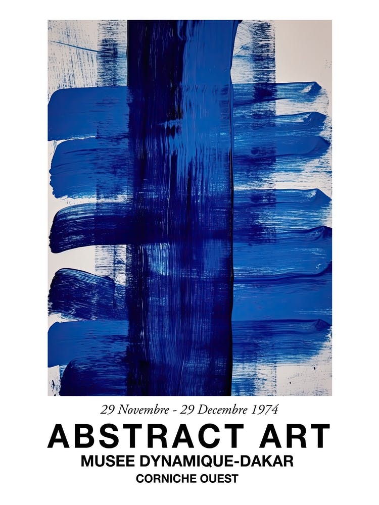 Blue Brush Strokes Abstract 3 Exhibition Poster