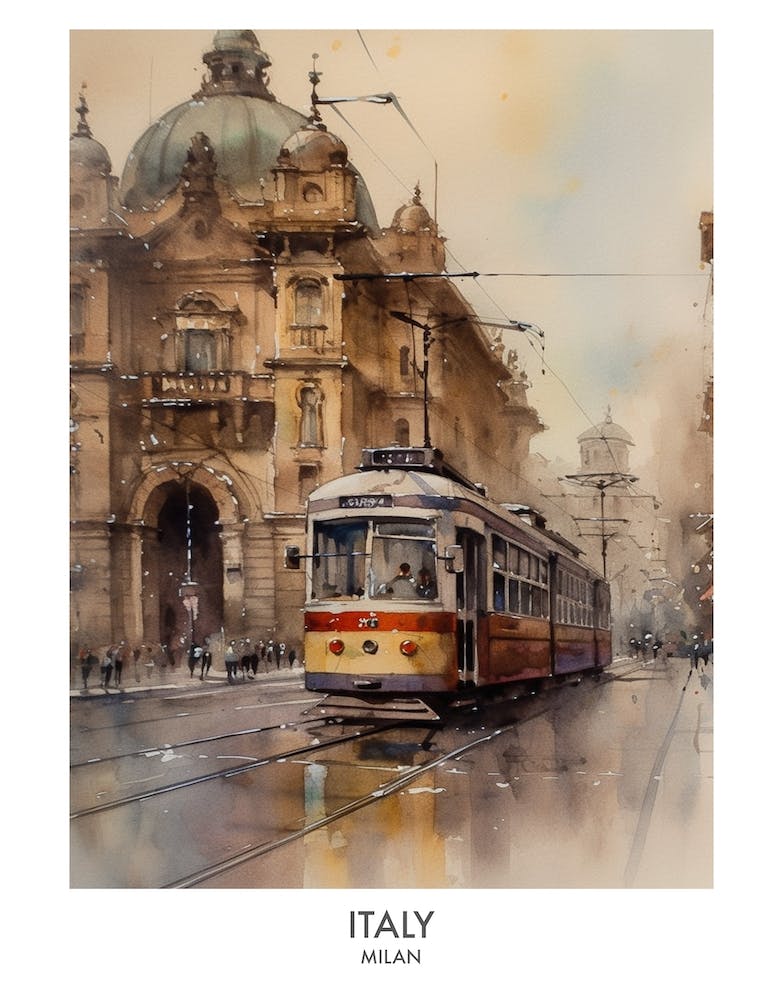 Mailand, Italien 8 Aquarell Reiseplakat