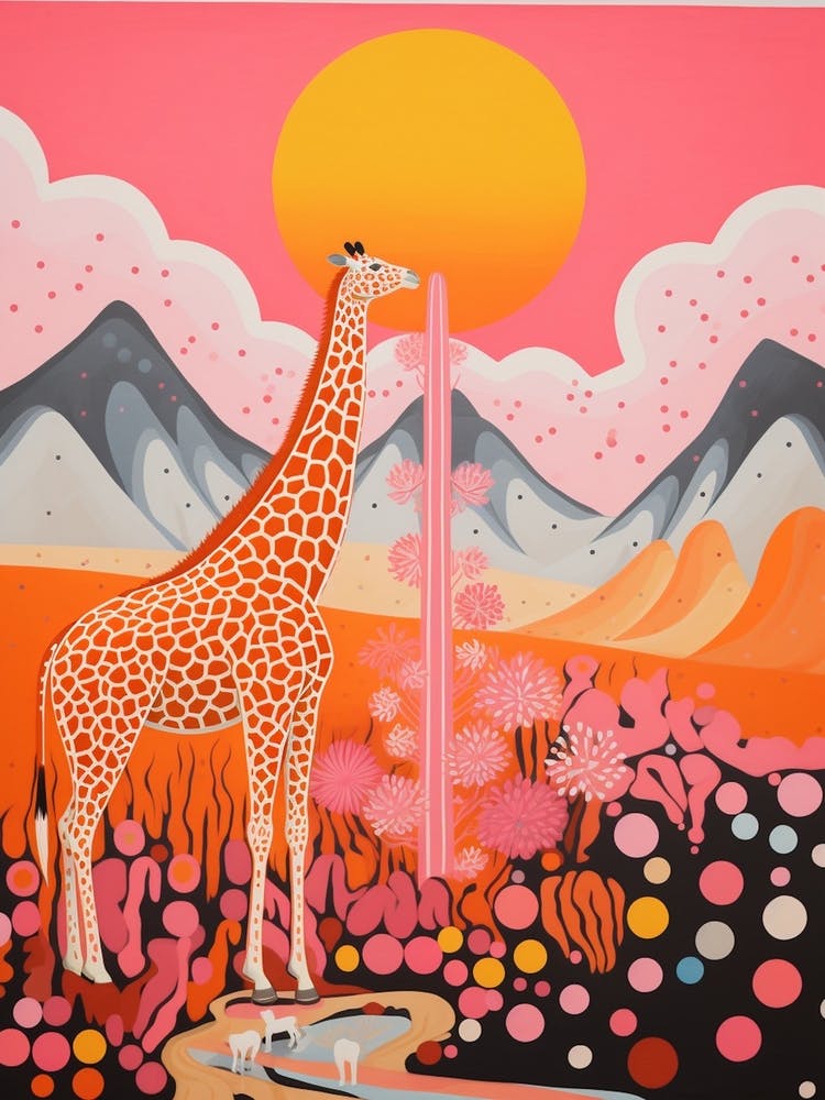 Girafe Colorée Dans Les Montagnes 4