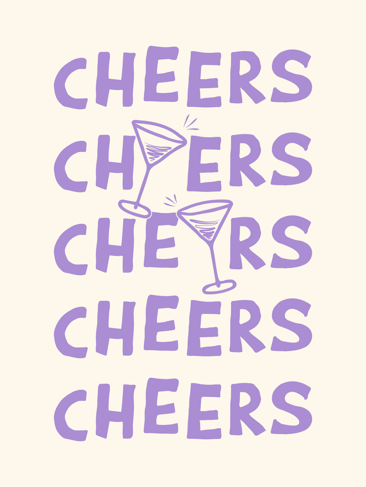 Cheers Cocktail Drinks in Lavender Purple and White