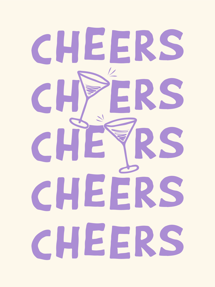 Cheers Cocktail Drinks in Lavender Purple and White