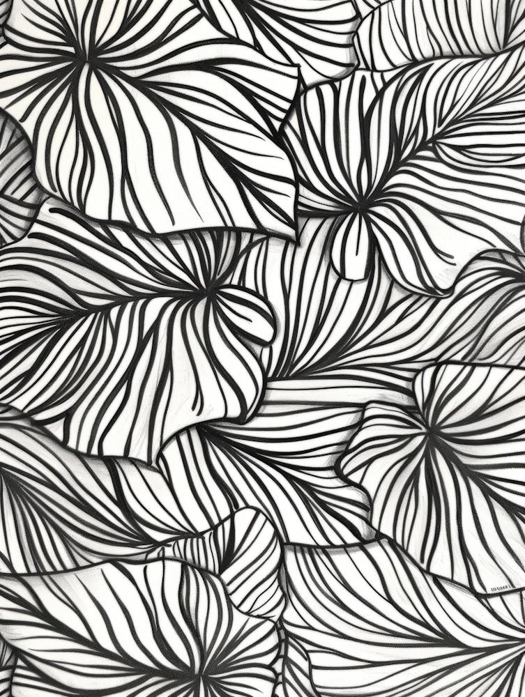 Leaves In Black And White
