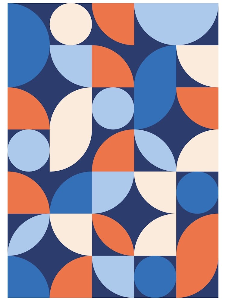Mid Century Modern Abstract 26 Apricot, Blue