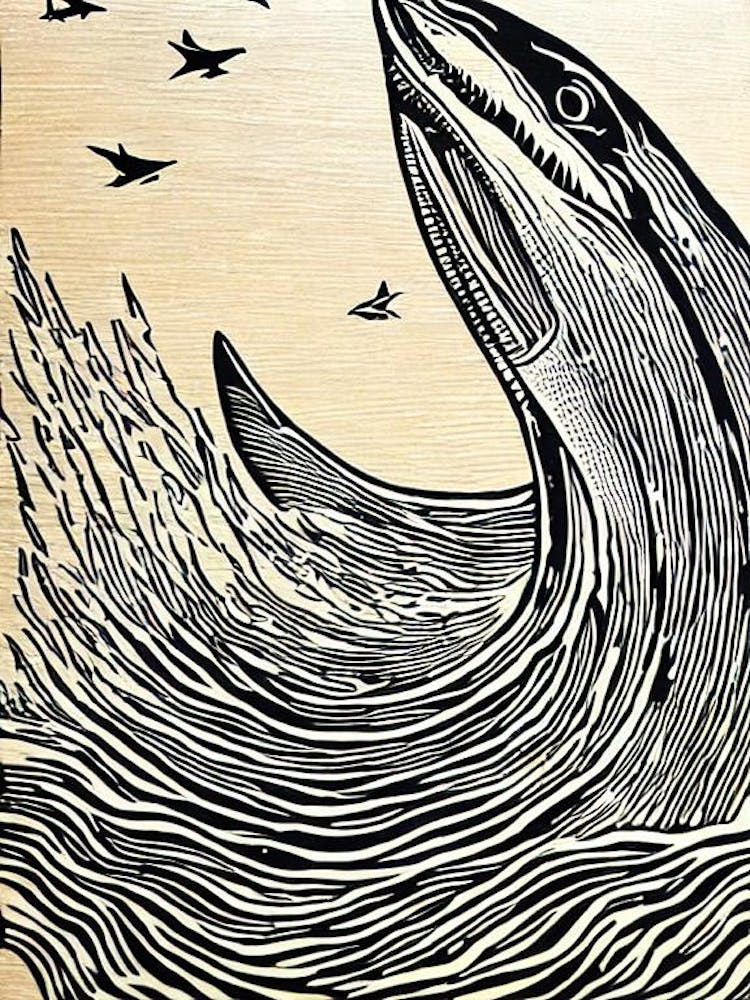 Great White Shark Linocut