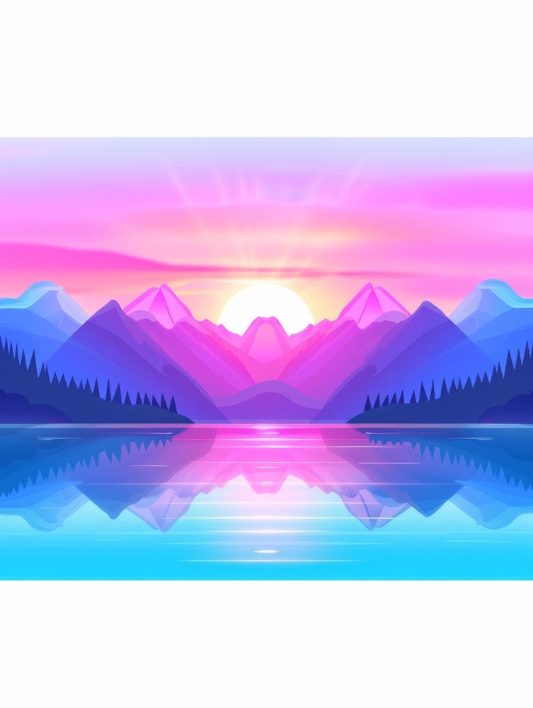 Abstract Landscape With Mountains And Lake