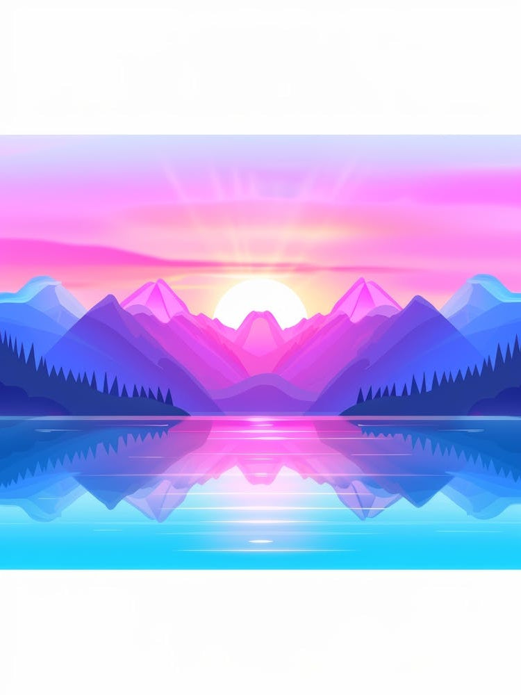 Abstract Landscape With Mountains And Lake