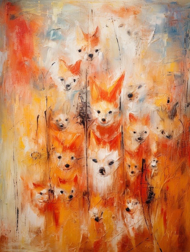 Foxes Abstract Expressionism 1