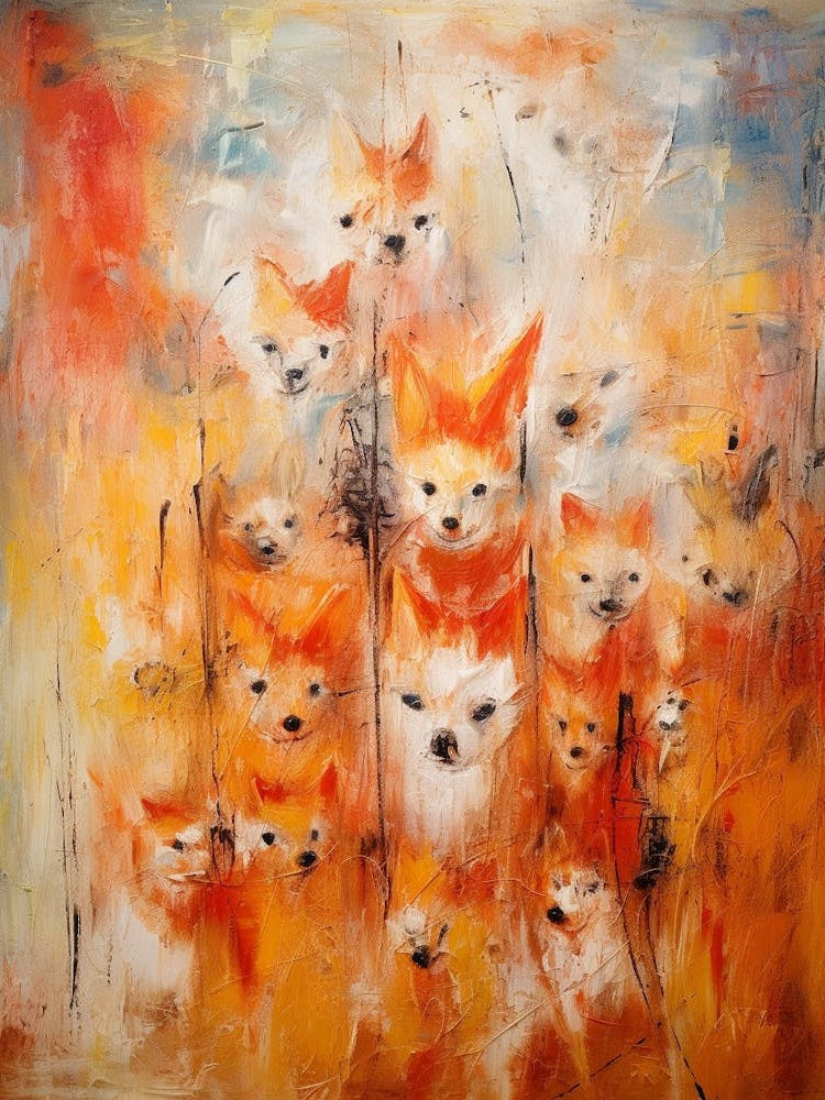 Foxes Abstract Expressionism 1