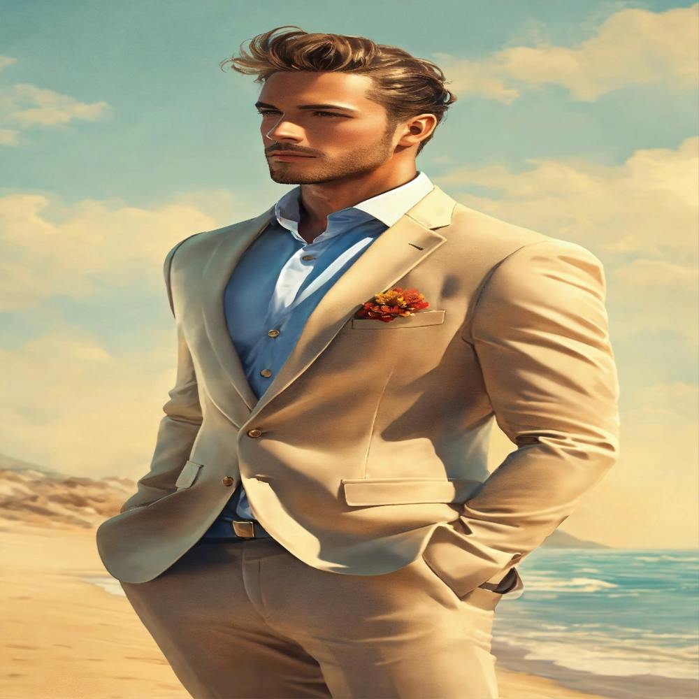 Man In A Suit On The Beach